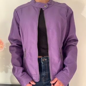 Purple Vintage Faux Vegan Leather Jacket size L